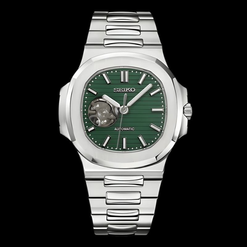Nautiko Open Heart Green | Seiko Nautilus Mod – HourHand