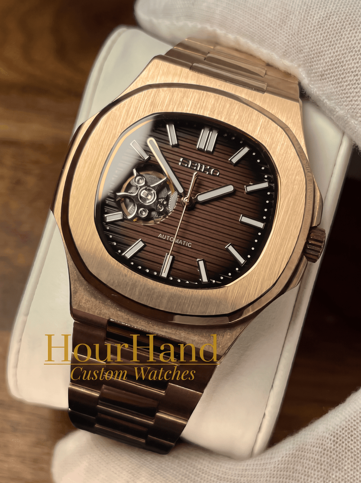 Nautiko | Open Heart Rose Brown - HourHand Watches