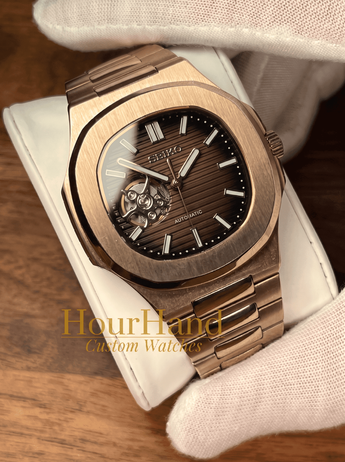 Nautiko | Open Heart Rose Brown - HourHand Watches