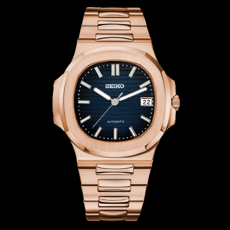 Nautiko Rose Gold Blue | Seiko Nautilus Mod – HourHand
