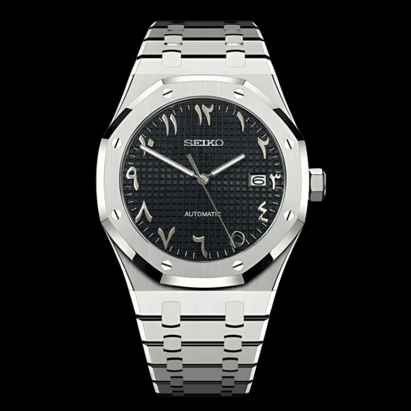 Royal Seikoak Arabic dial Black | Seiko Royal Oak Mod – HourHand