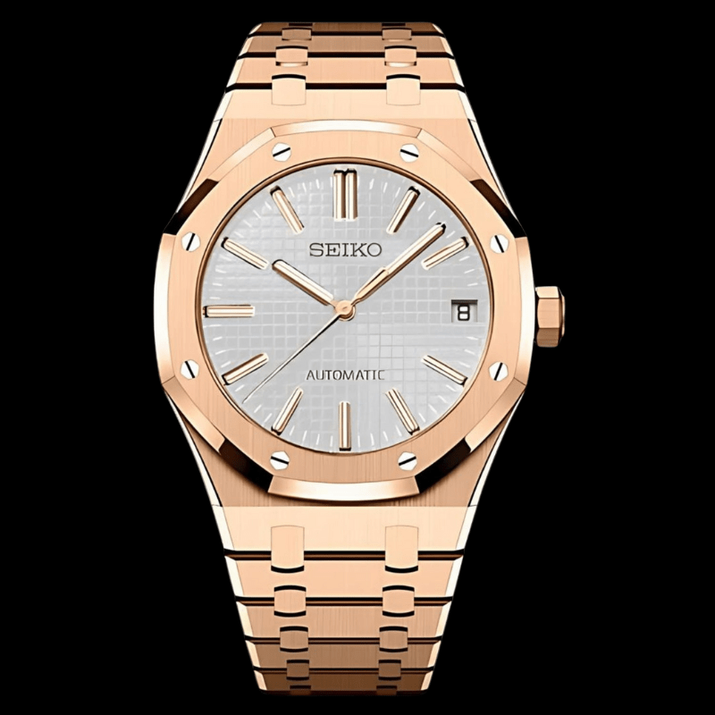 Royal Seikoak Rose Gold White | Seiko Royal Oak Mod – HourHand