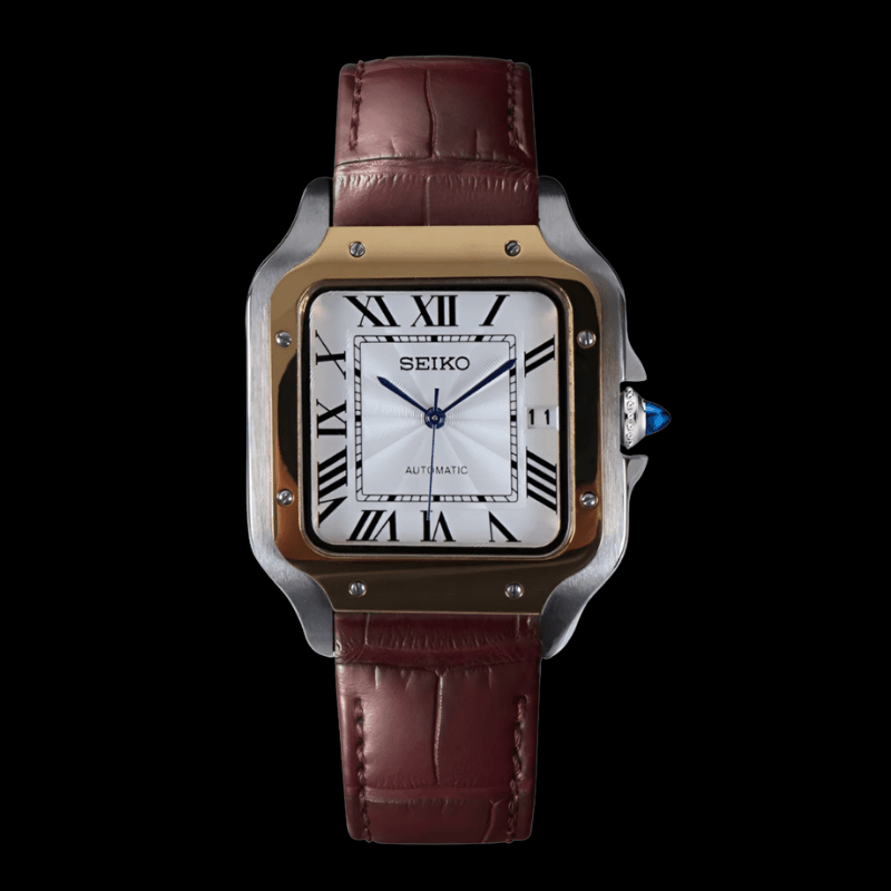 Santeiko Two Tone Brown Leather | Seiko Santos Mod – HourHand