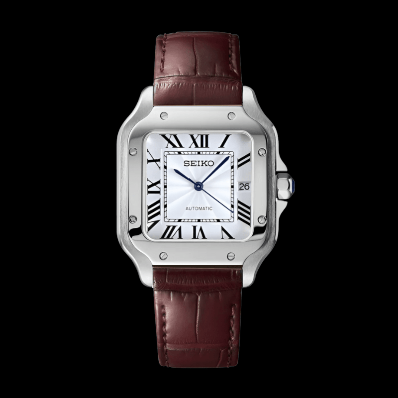 Santeiko Brown Leather & White | Seiko Santos Mod – HourHand