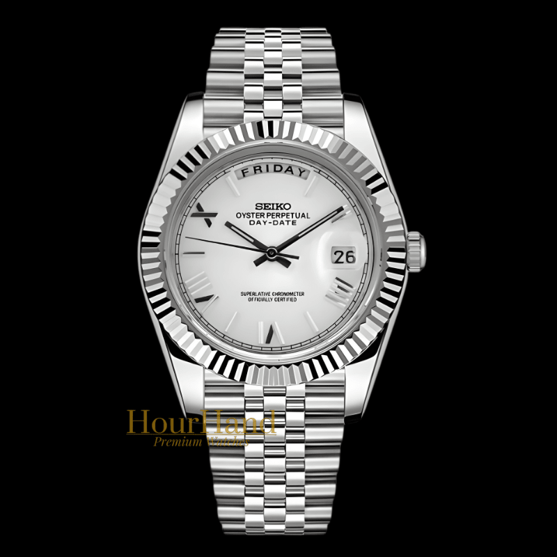 Seikodate Classic White | Seiko Day-Date Mod – HourHand