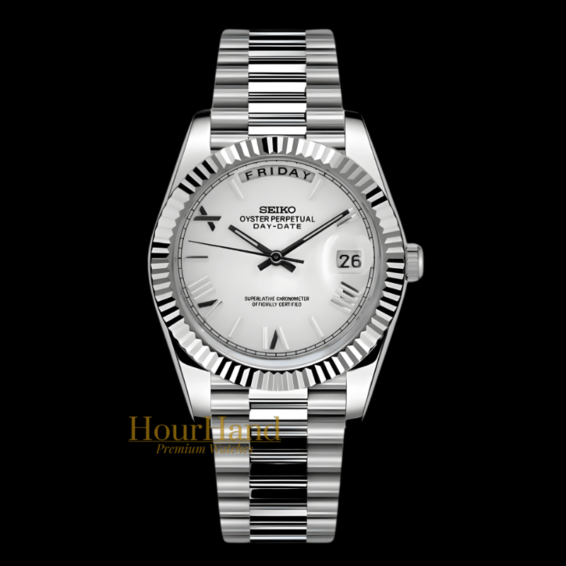 Seikodate Classic White | Seiko Day-Date Mod – HourHand