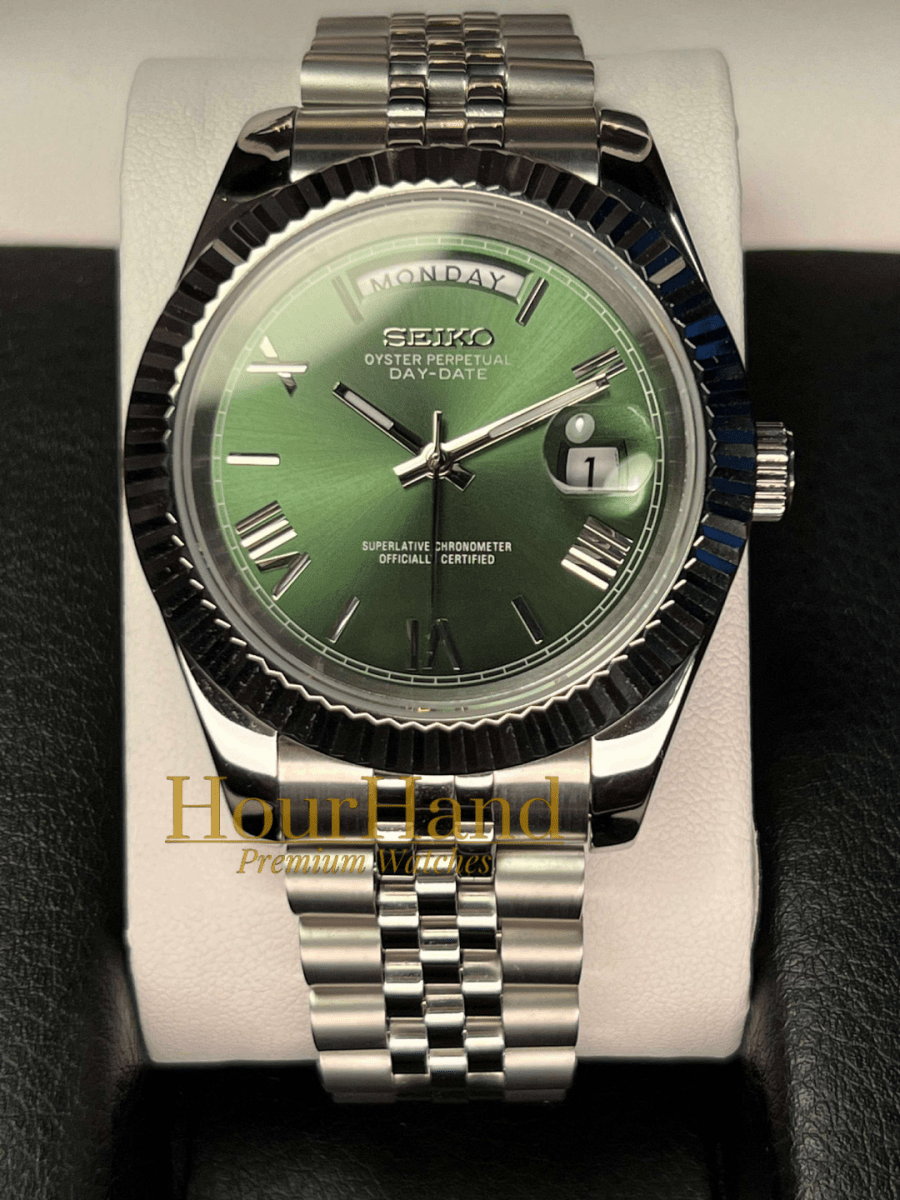 Seikodate Roman Green Jubilee | Seiko Day-Date Mod – HourHand