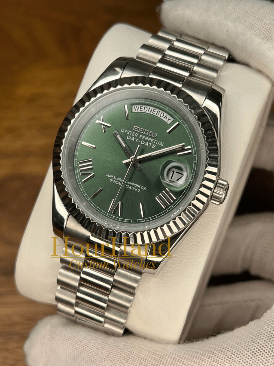 Seikodate | Roman Olive Green - HourHand Watches