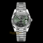 Seikodate Roman Olive Green | Seiko Day-Date Mod – HourHand