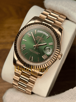 Seikodate | Roman Rose Gold Olive Green - HourHand Watches
