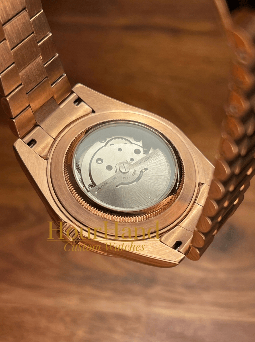 Seikodate | Roman Rose Gold Olive Green - HourHand Watches