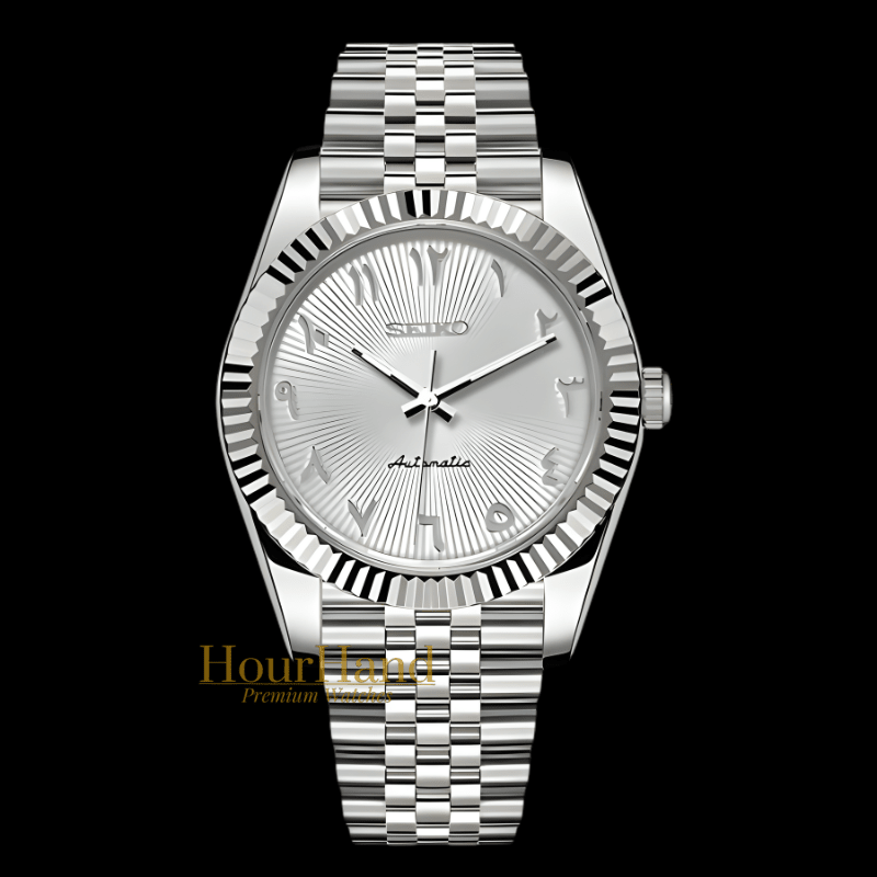 Seikojust White 3D Arabic dial | Seiko Datejust Mod – HourHand