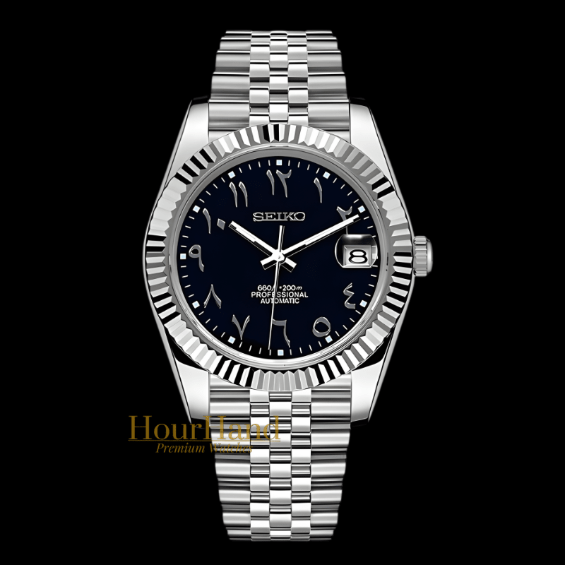 Seikojust Black Arabic dial | Seiko Datejust Mod – HourHand