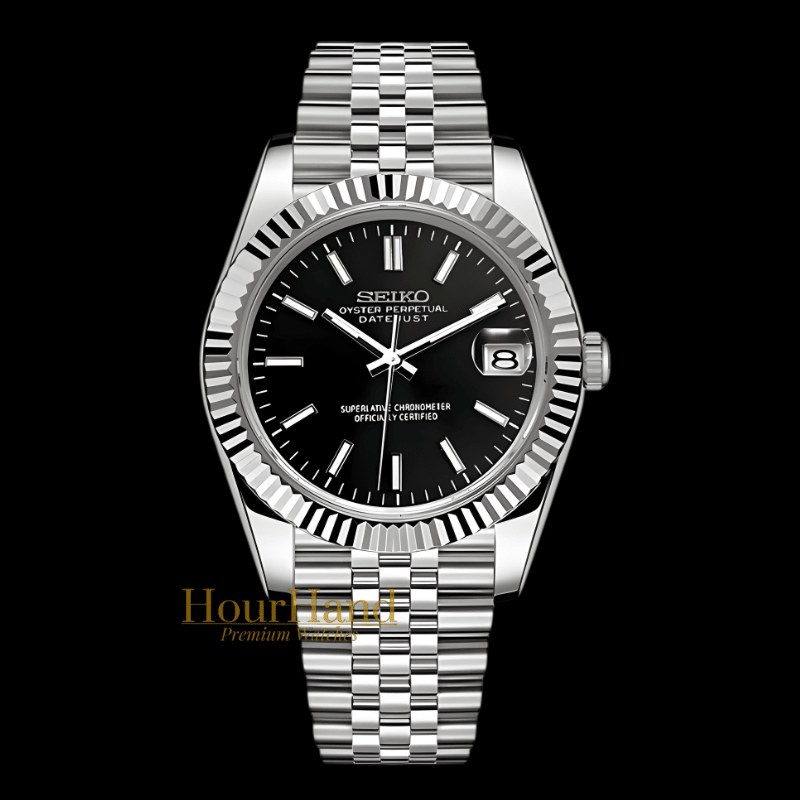 Seikojust Classic Black | Seiko Datejust Mod – HourHand