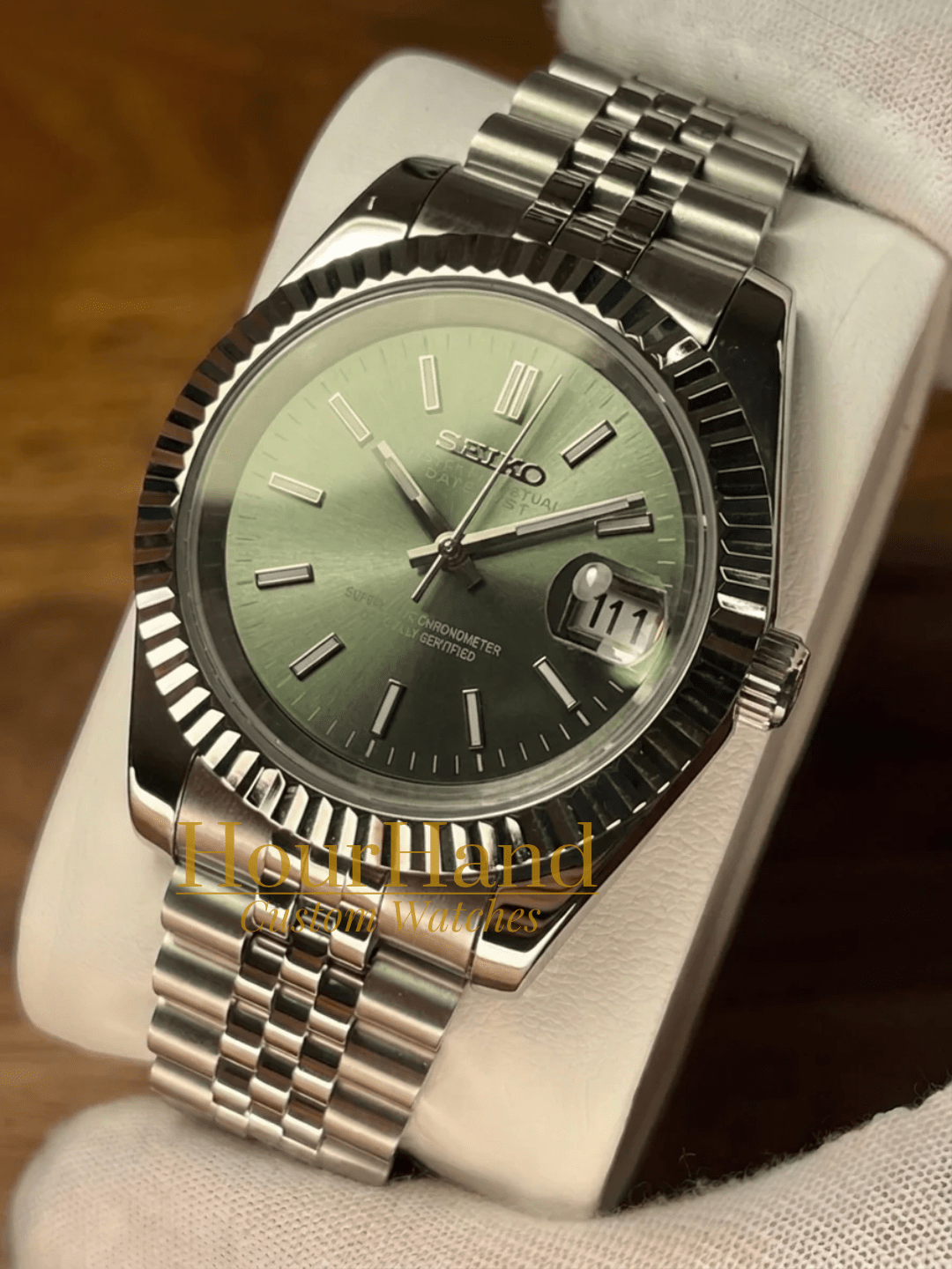 Seikojust Classic Olive Green | Seiko Datejust Mod – HourHand