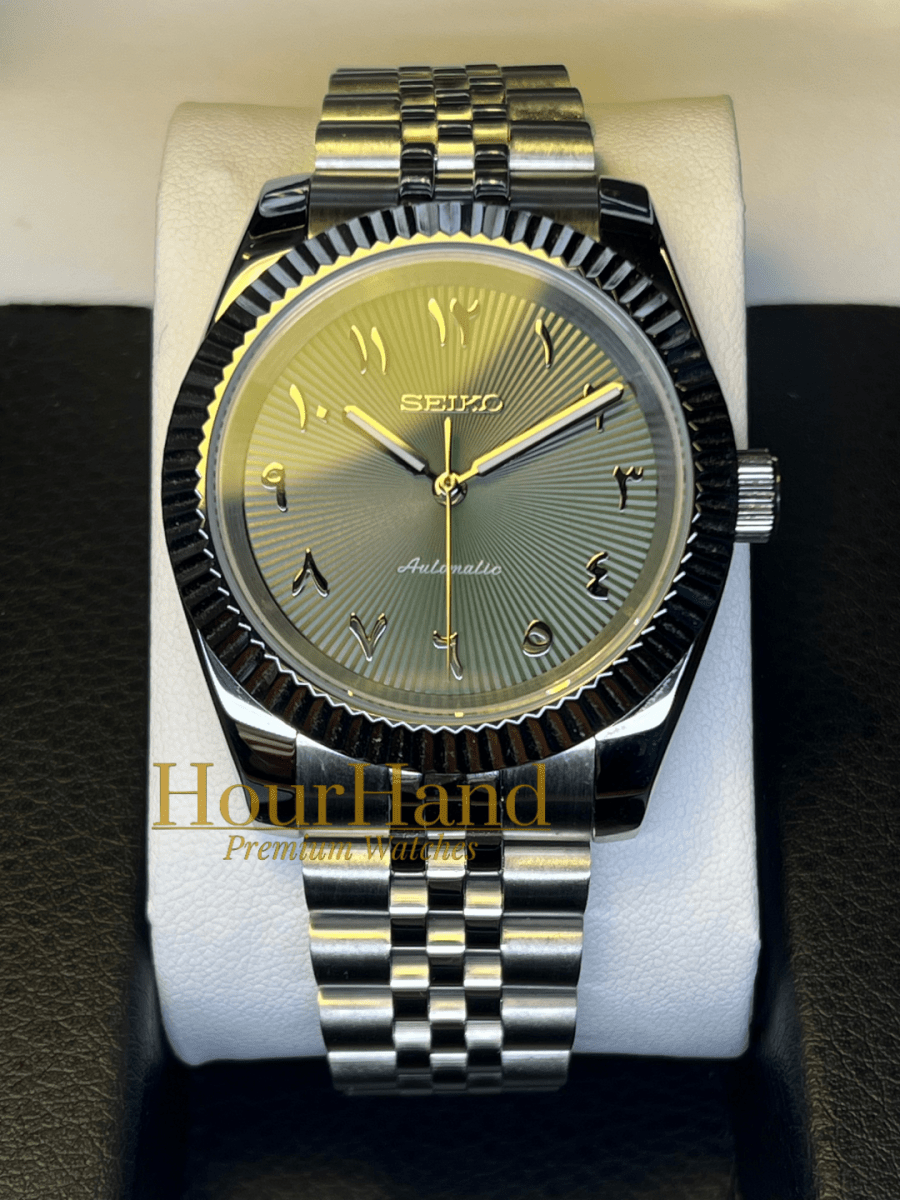 Seikojust Olive Green 3D Arabic | Seiko Datejust Mod – HourHand