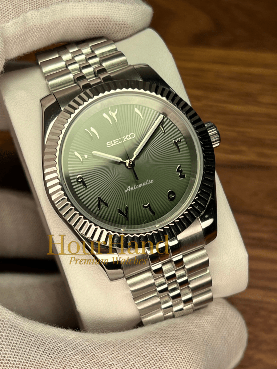 Seikojust Olive Green 3D Arabic | Seiko Datejust Mod – HourHand