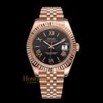 Seikojust Rose Gold - Black Roman | Seiko Datejust Mod – HourHand