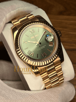 Seikojust Rose Gold - Olive Green Roman | Seiko Datejust Mod – HourHand