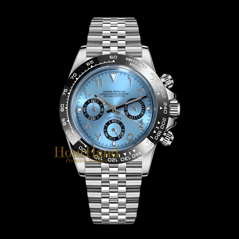 Seitona Arabic dial Ice Blue | Seiko Daytona Mod – HourHand