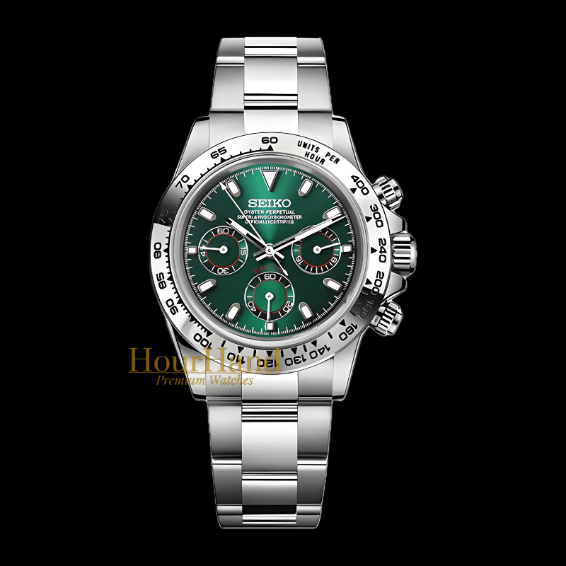 Seitona Silver & Green | Seiko Daytona Mod – HourHand